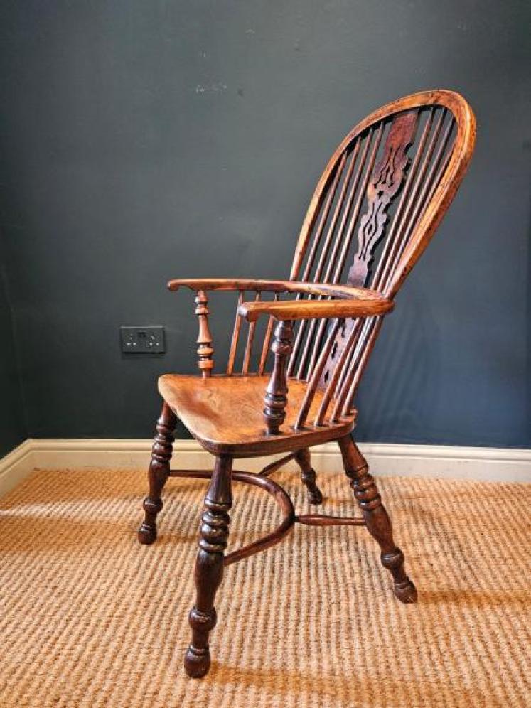 Burr Yew High Back Windsor Chair - Image 2