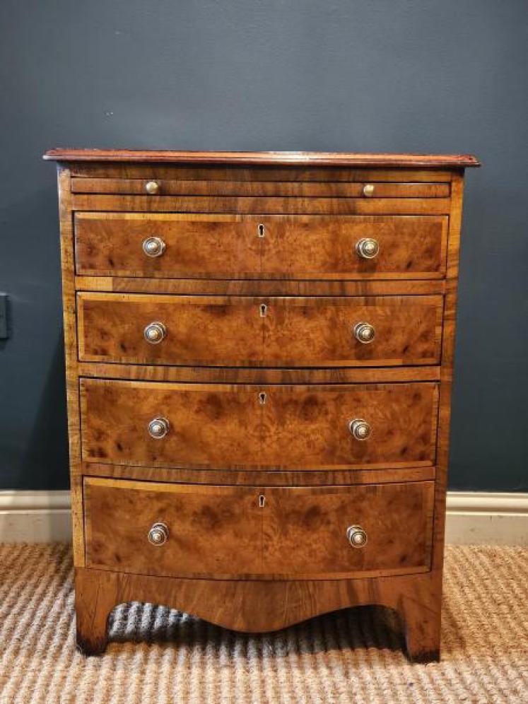 Small proportioned Victorian Burr Walnut Chest with Brushing Slide - Image 6