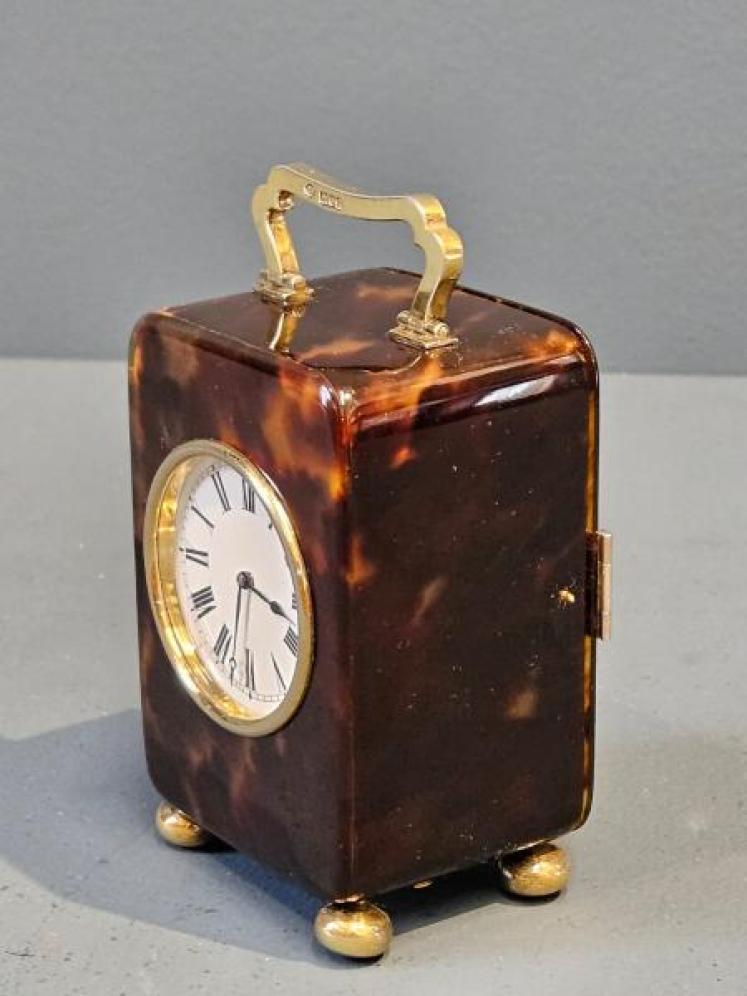 Small William Comyns Silver Gilt and Tortoise Shell Clock - Image 7
