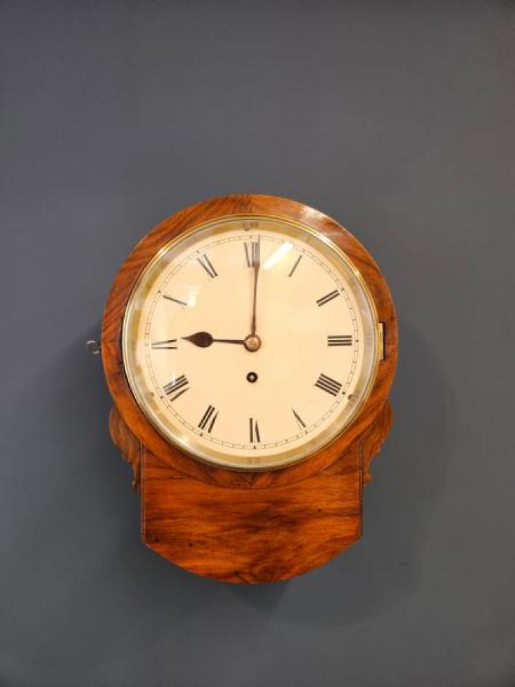 Mid Victorian Walnut 8" Dial Drop Dial Clock - Image 1