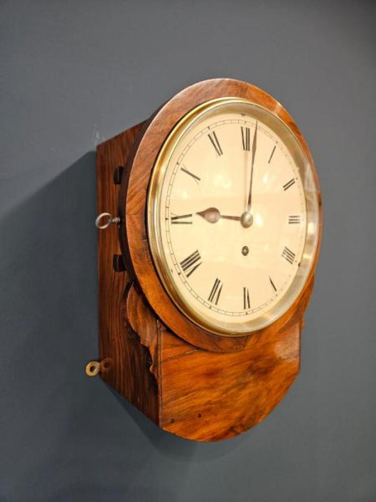 Mid Victorian Walnut 8" Dial Drop Dial Clock - Image 2