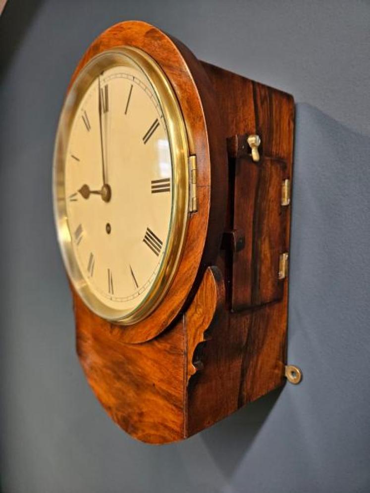 Mid Victorian Walnut 8" Dial Drop Dial Clock - Image 4