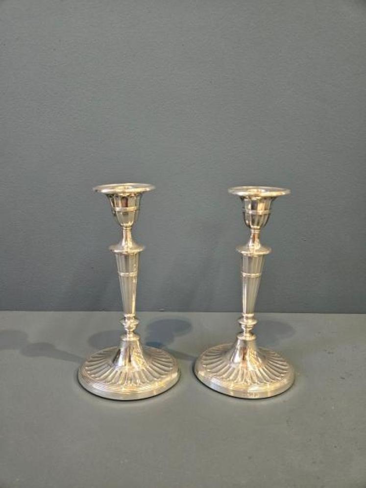 Pair of Victorian Adams Style Silver Candlesticks - Image 1