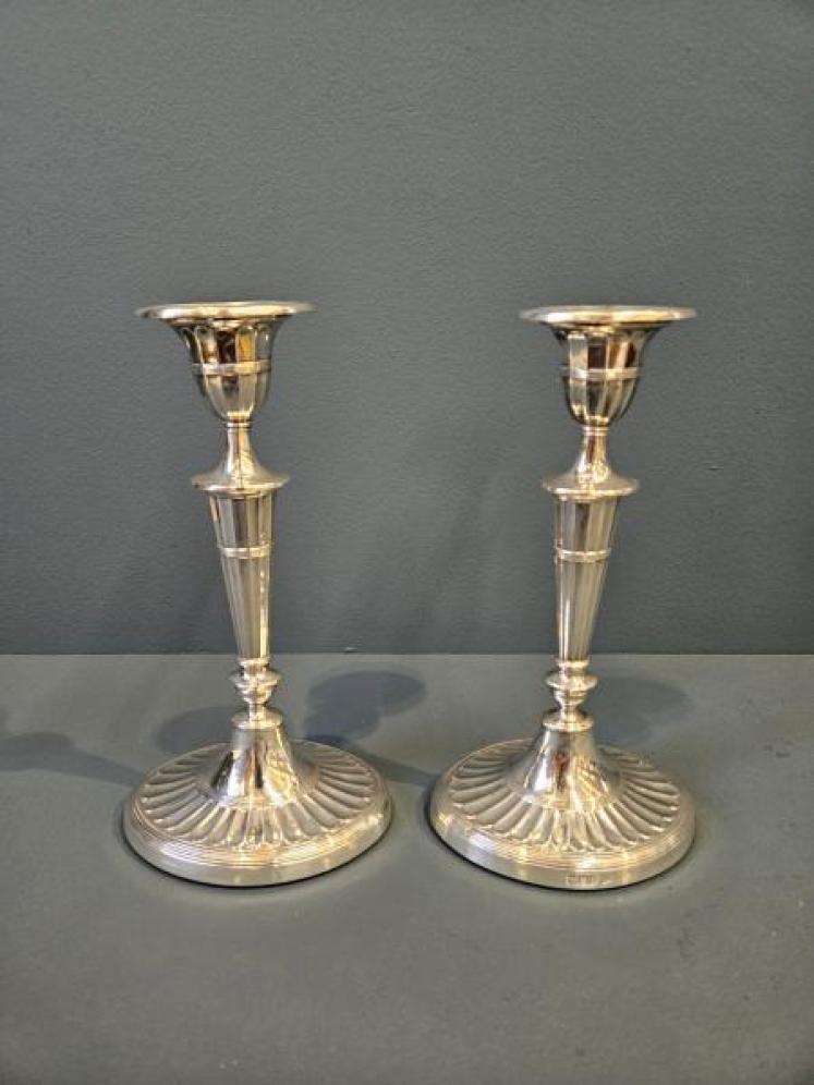 Pair of Victorian Adams Style Silver Candlesticks - Image 2