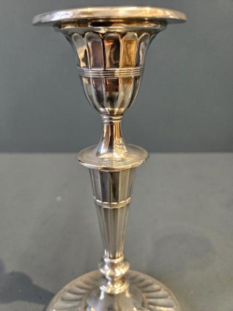 Pair of Victorian Adams Style Silver Candlesticks - Image 3