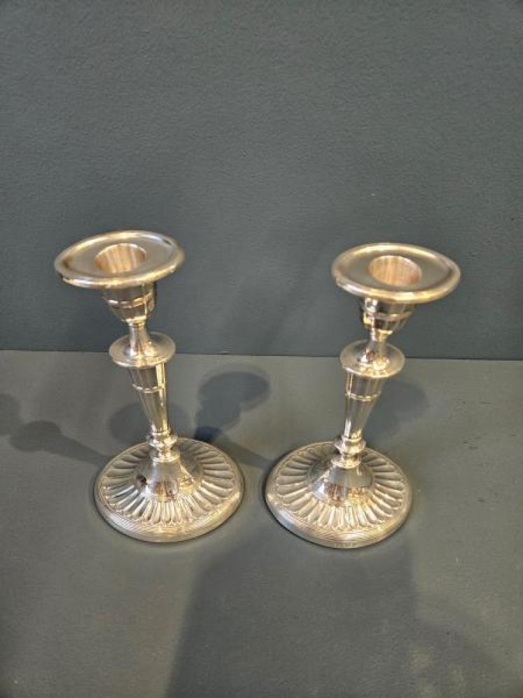 Pair of Victorian Adams Style Silver Candlesticks - Image 5