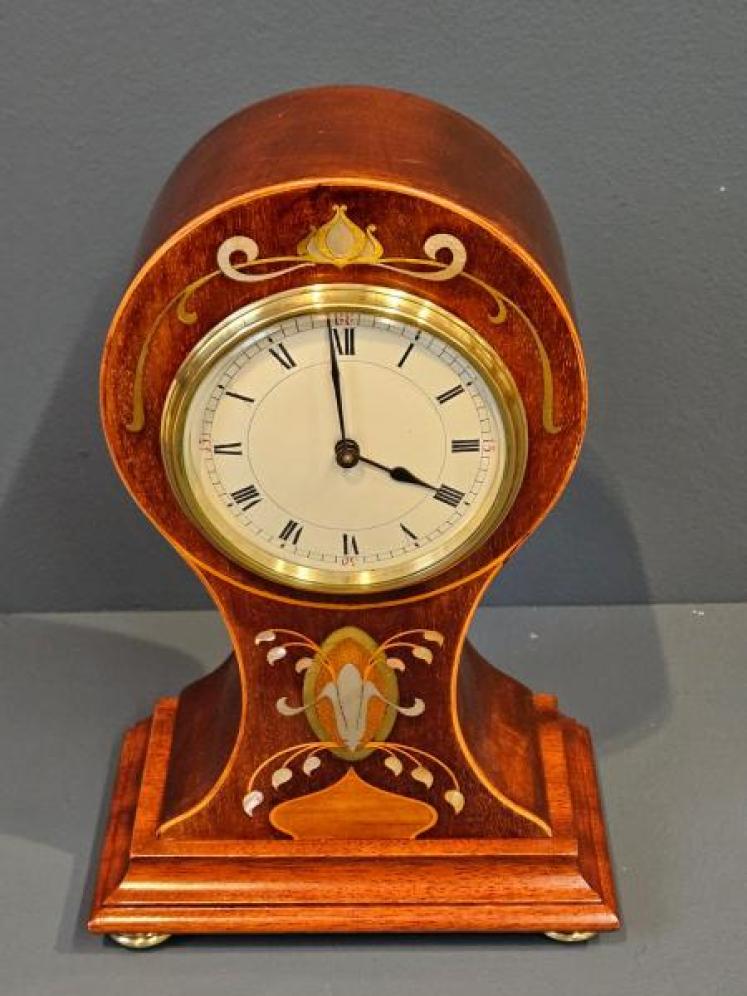 Late Victorian Inlaid Mahogany Balloon Clock - Image 6