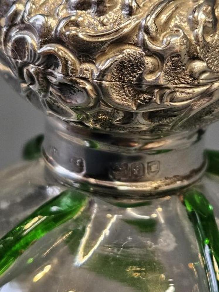 Art Nouveau Glass Silver Top Scent Bottle - Image 5