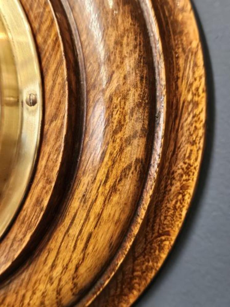 Small Late Victorian Turned Oak Barometer - Image 3