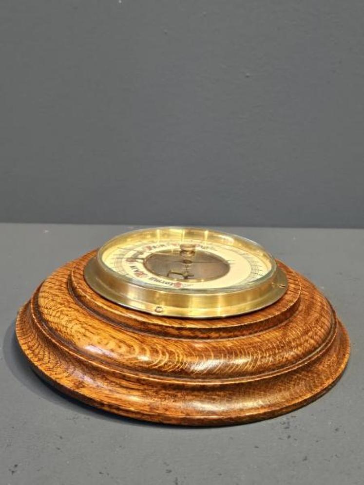 Small Late Victorian Turned Oak Barometer - Image 6