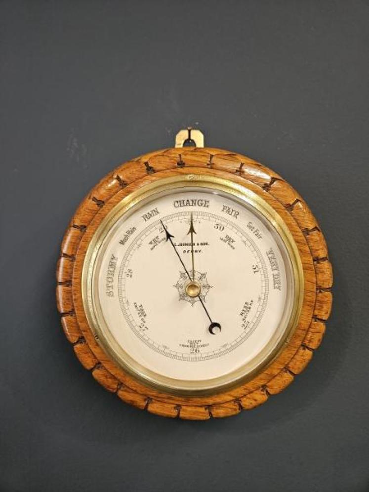 Victorian Petal Carved Derby Barometer  - Image 2