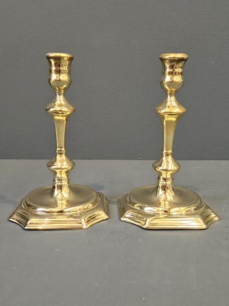 Pair of George III Seemed Brass Candlesticks  - Image 1