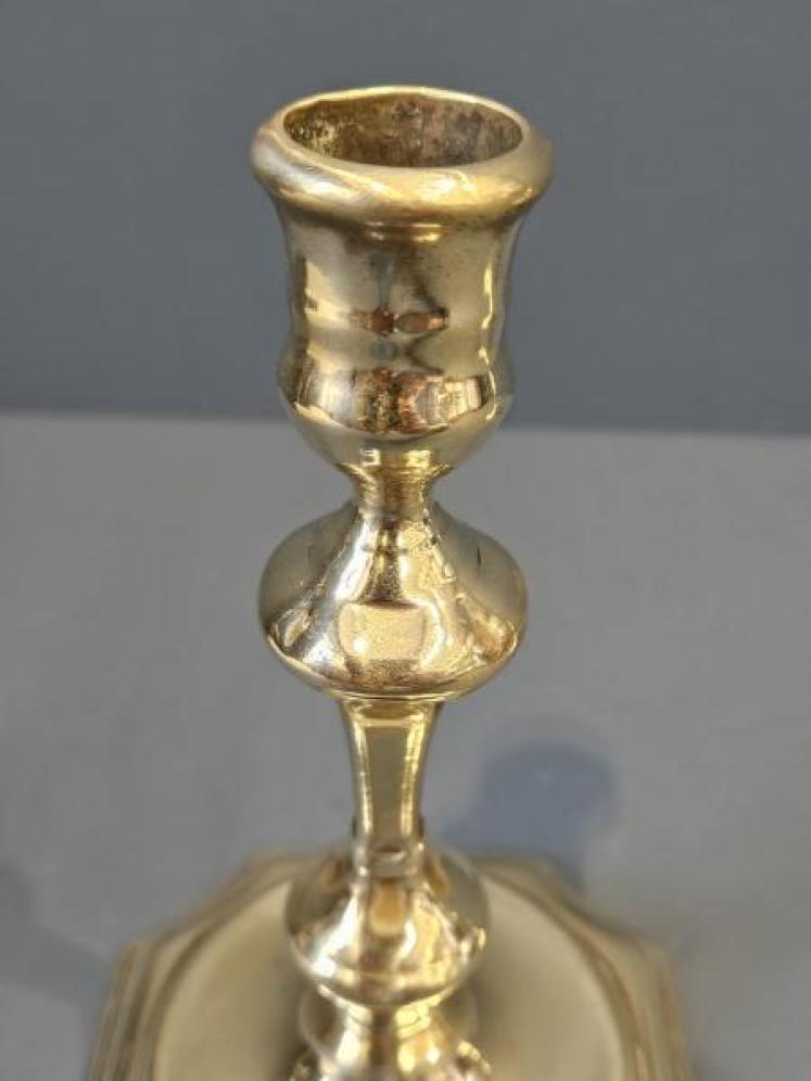 Pair of George III Seemed Brass Candlesticks  - Image 3