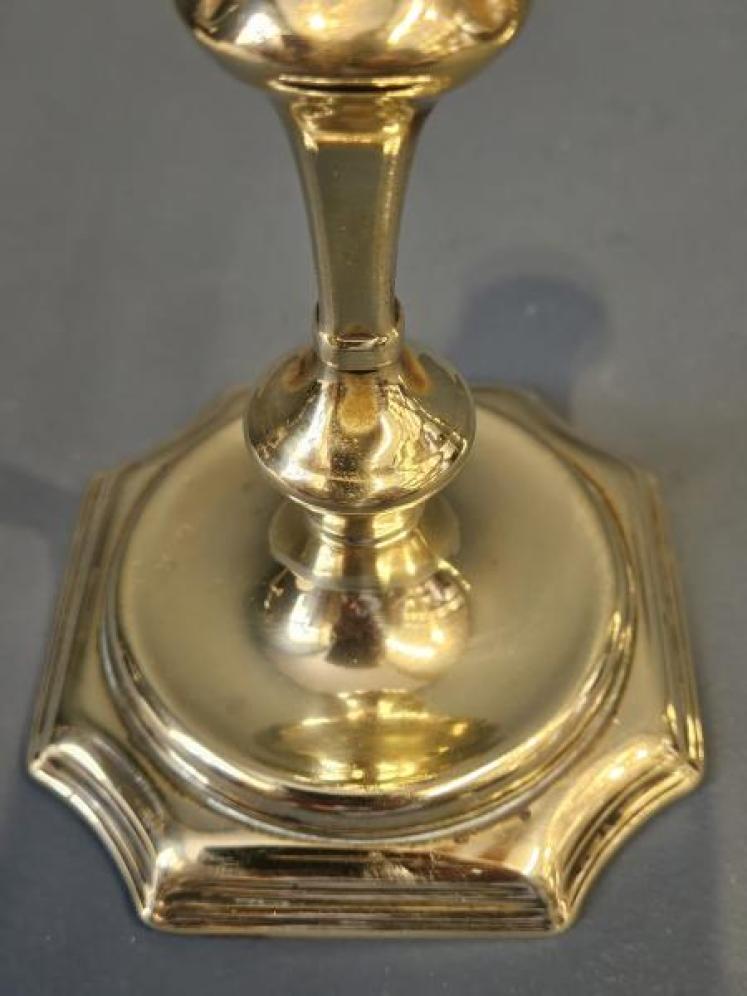 Pair of George III Seemed Brass Candlesticks  - Image 4