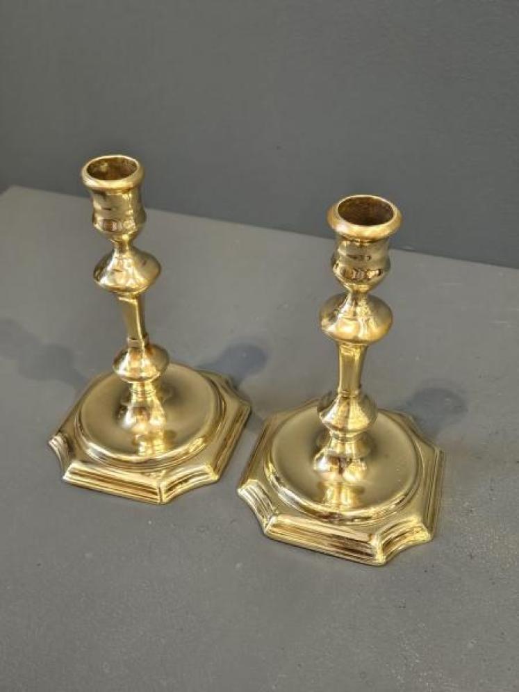 Pair of George III Seemed Brass Candlesticks  - Image 5