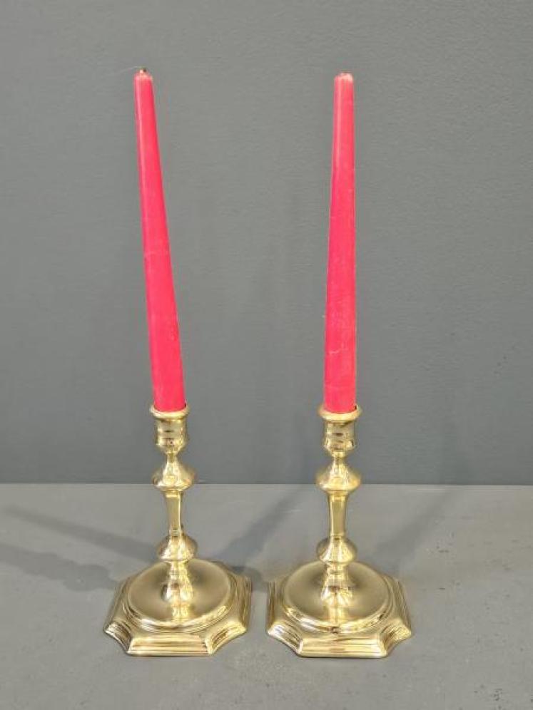 Pair of George III Seemed Brass Candlesticks  - Image 7