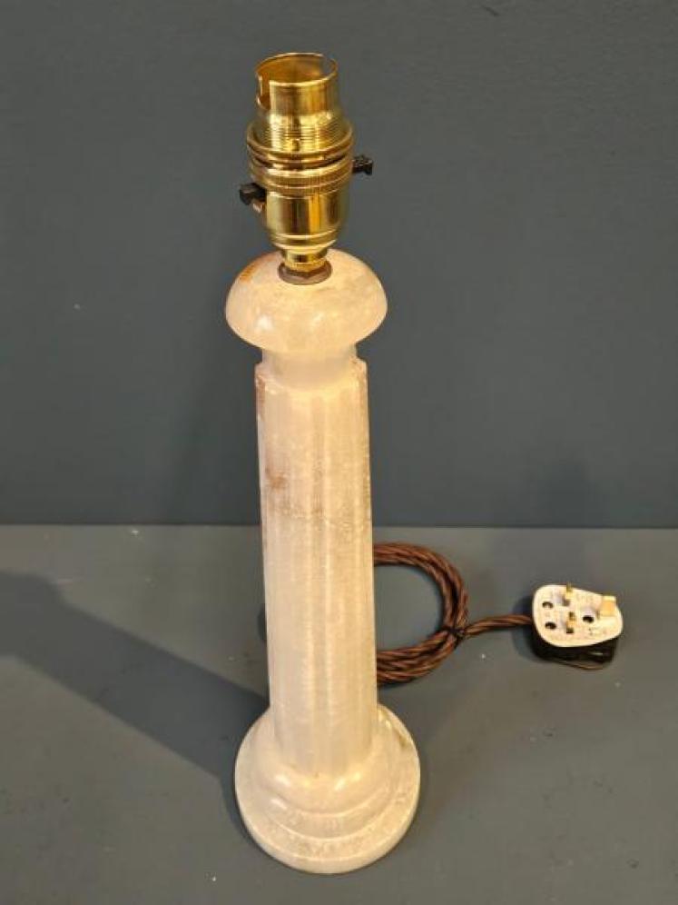 Edwardian Marble Reeded Column Table Lamp  - Image 2