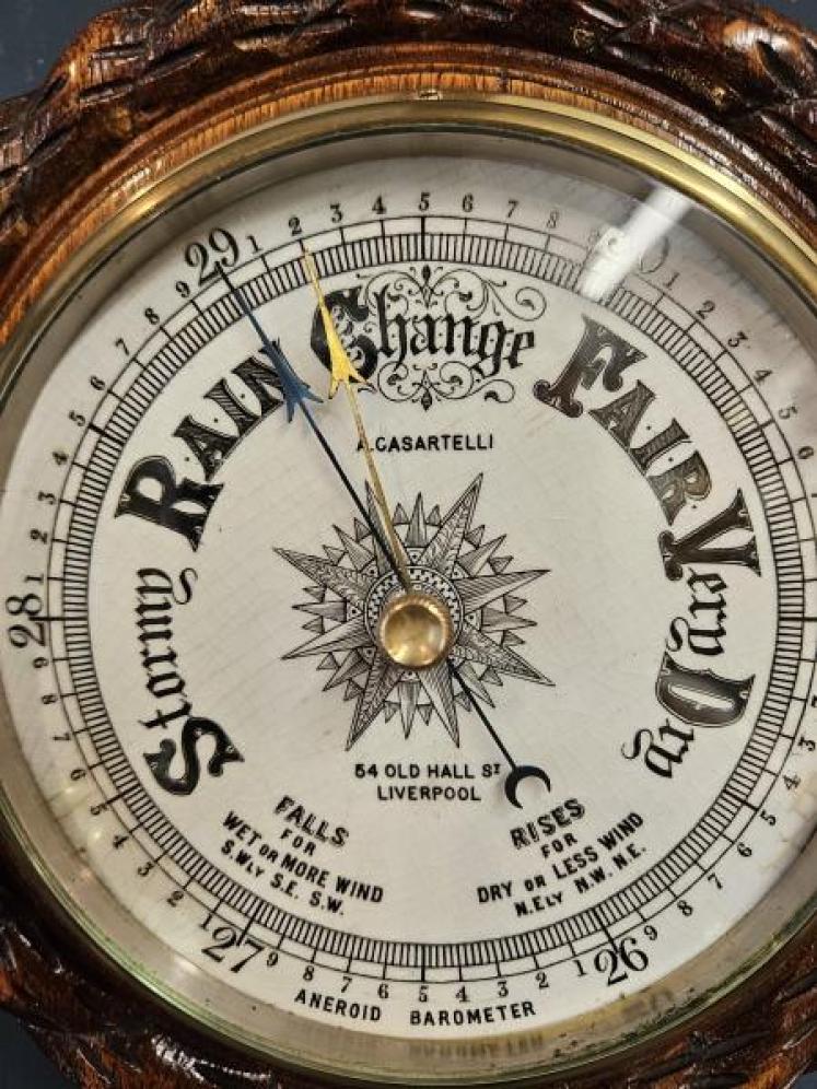 Victorian Oak Rope Twist Case Ships Barometer  - Image 2