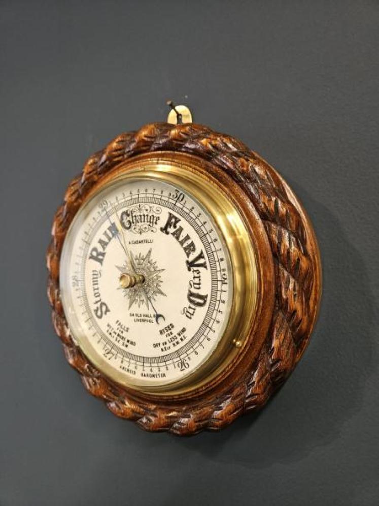 Victorian Oak Rope Twist Case Ships Barometer  - Image 3
