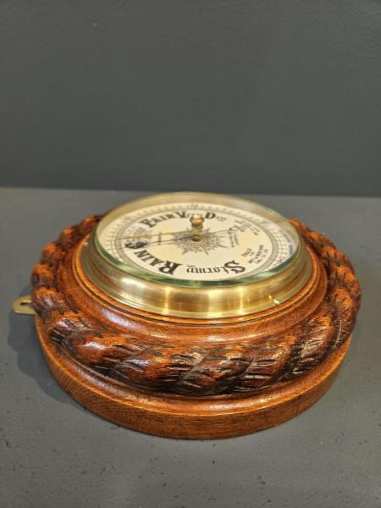 Victorian Oak Rope Twist Case Ships Barometer  - Image 4