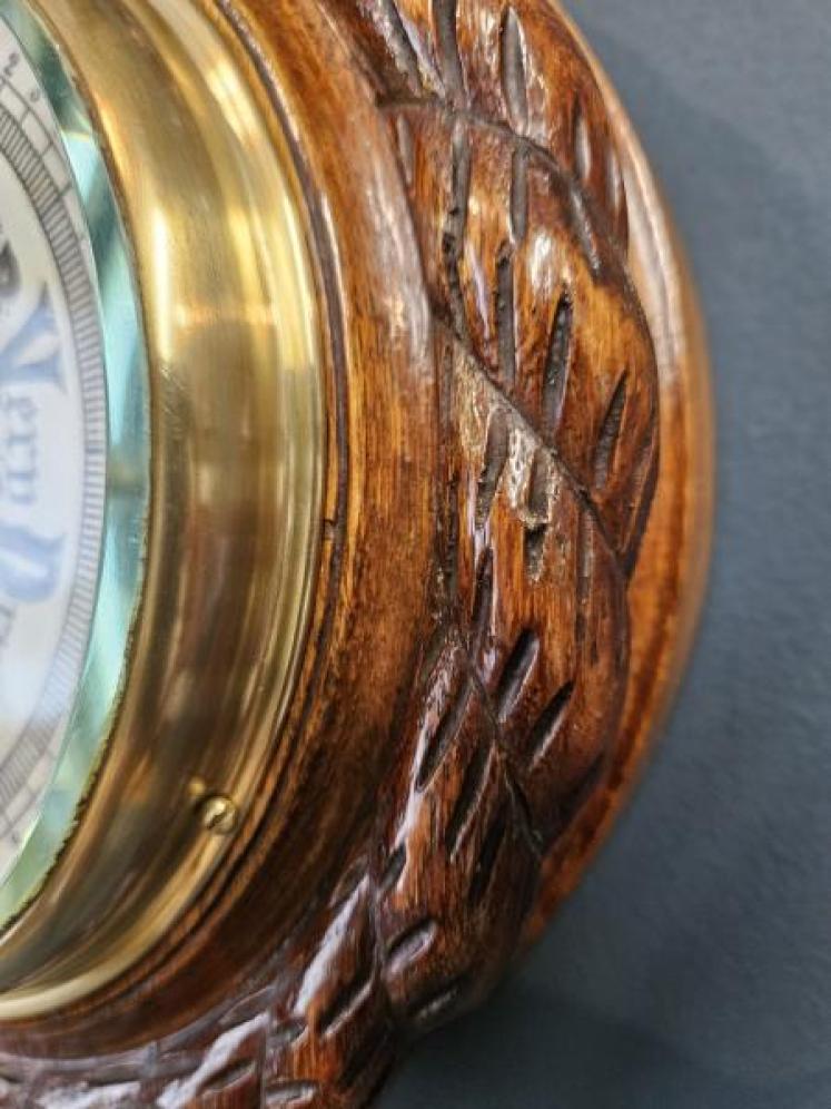 Victorian Oak Rope Twist Case Ships Barometer  - Image 5