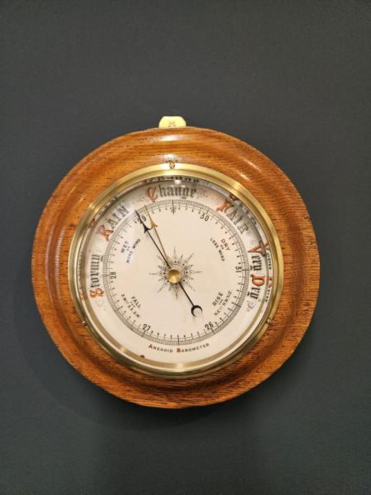 Victorian Turned Golden Oak Barometer  - Image 1