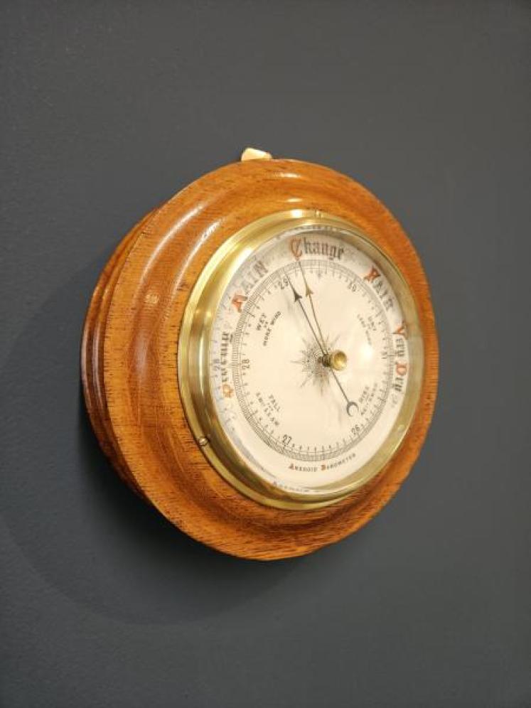 Victorian Turned Golden Oak Barometer  - Image 2