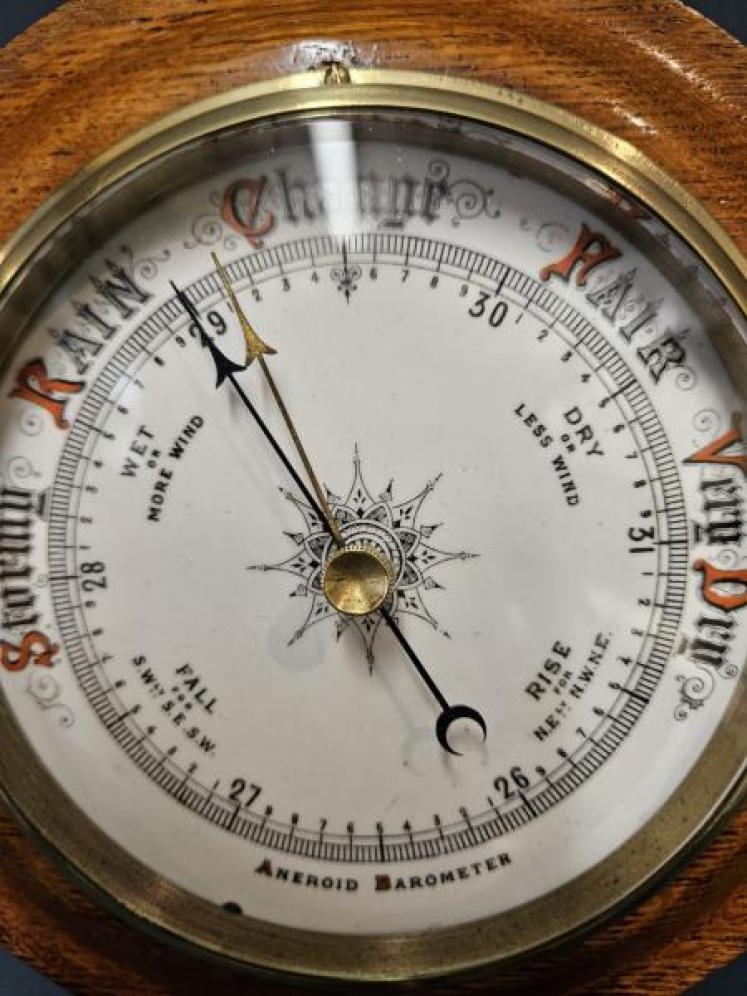 Victorian Turned Golden Oak Barometer  - Image 4