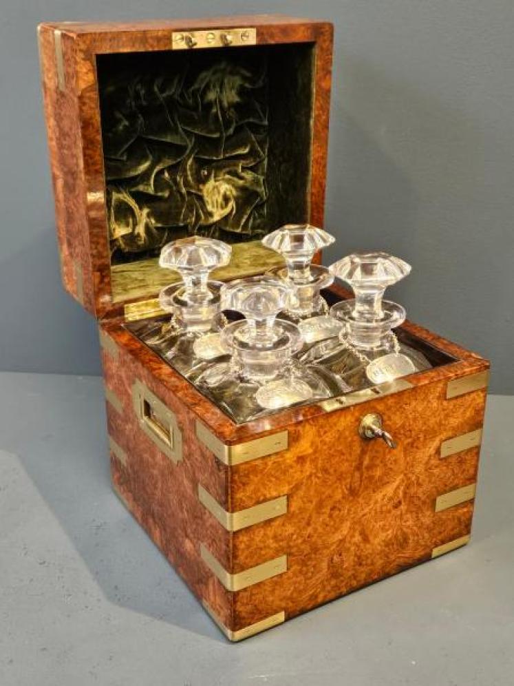 Immaculate Early Victorian Burr Walnut Tantalus Box - Image 1