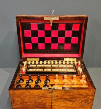 Immaculate Edwardian Rosewood Games Compendium with Original Contents