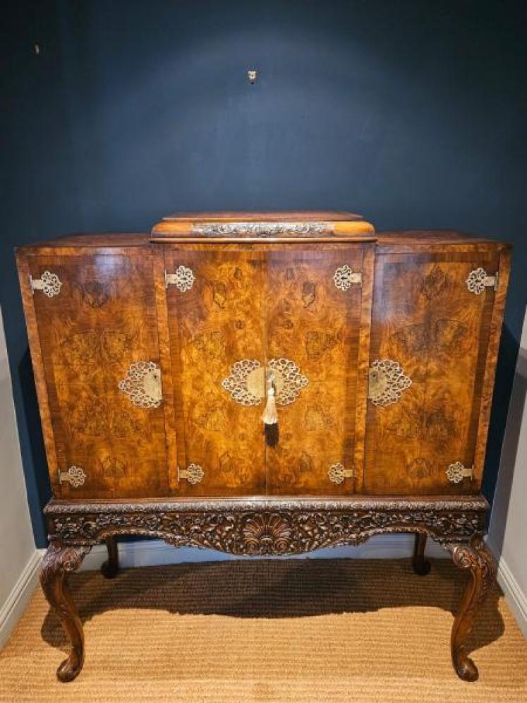 1920's Burr Walnut Cocktail Cabinet - Image 1