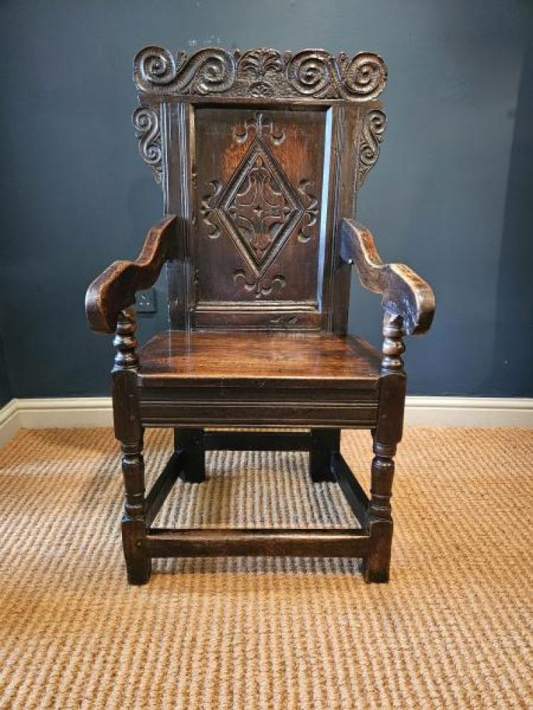 Charles II Oak Wainscot Chair - Image 3