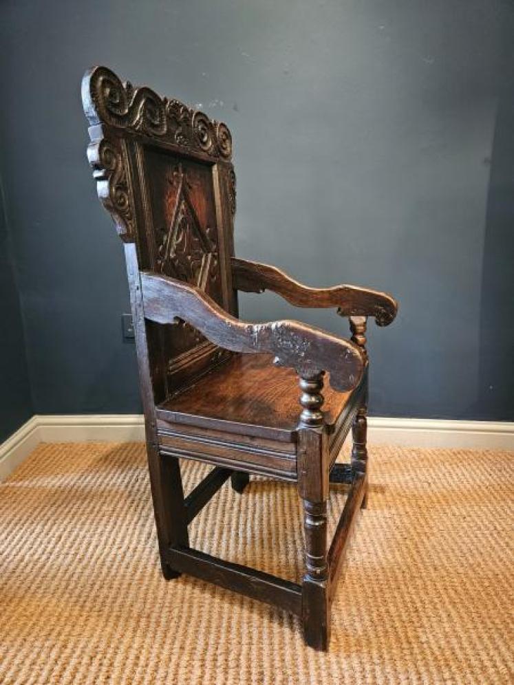 Charles II Oak Wainscot Chair - Image 6