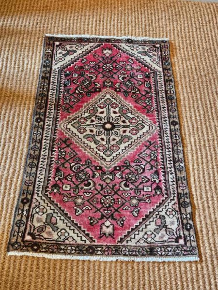 Persian Pure Wool Rug with Dark Pink Ground  - Image 1