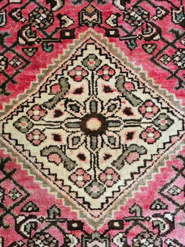Persian Pure Wool Rug with Dark Pink Ground  - Image 2