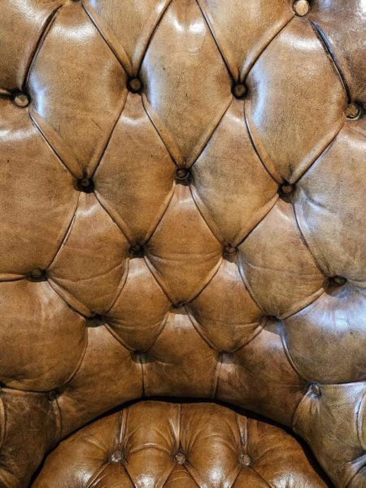 Deep Buttoned Leather Revolving and Rocking Chair  - Image 5
