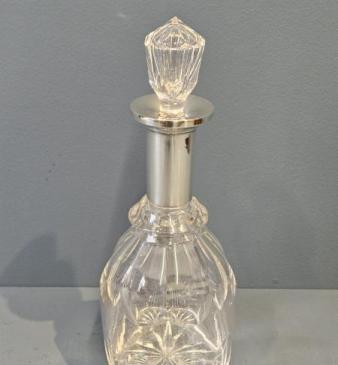 George V Silver Neck Cut Crystal Decanter