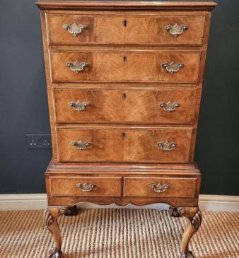 Small Edwardian Walnut Chest on Stand