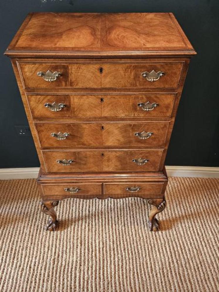 Small Edwardian Walnut Chest on Stand - Image 2