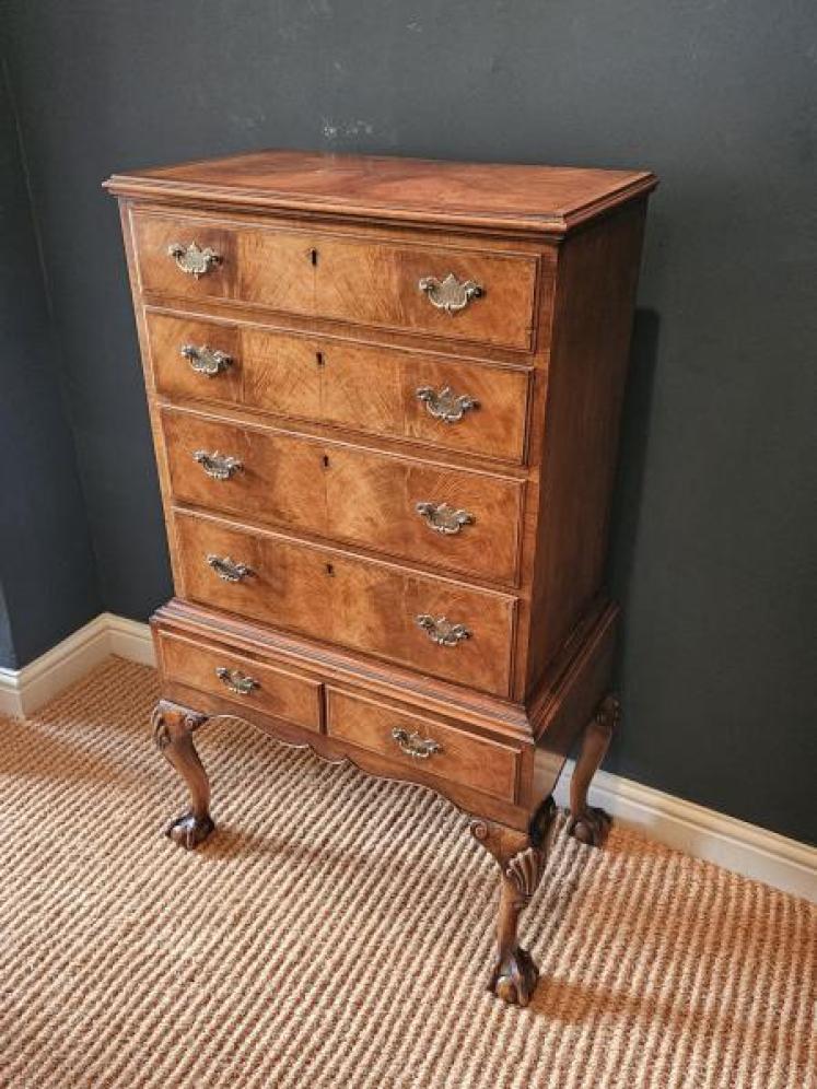Small Edwardian Walnut Chest on Stand - Image 5