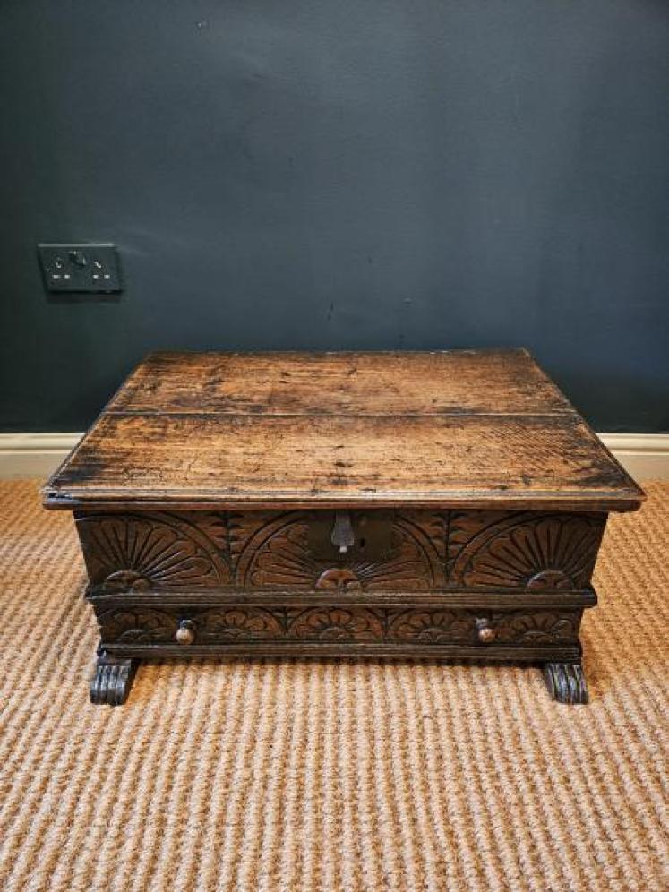 17th Century Oak Floor Standing Bible Box with Drawer  - Image 1