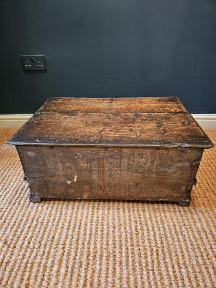 17th Century Oak Floor Standing Bible Box with Drawer  - Image 4