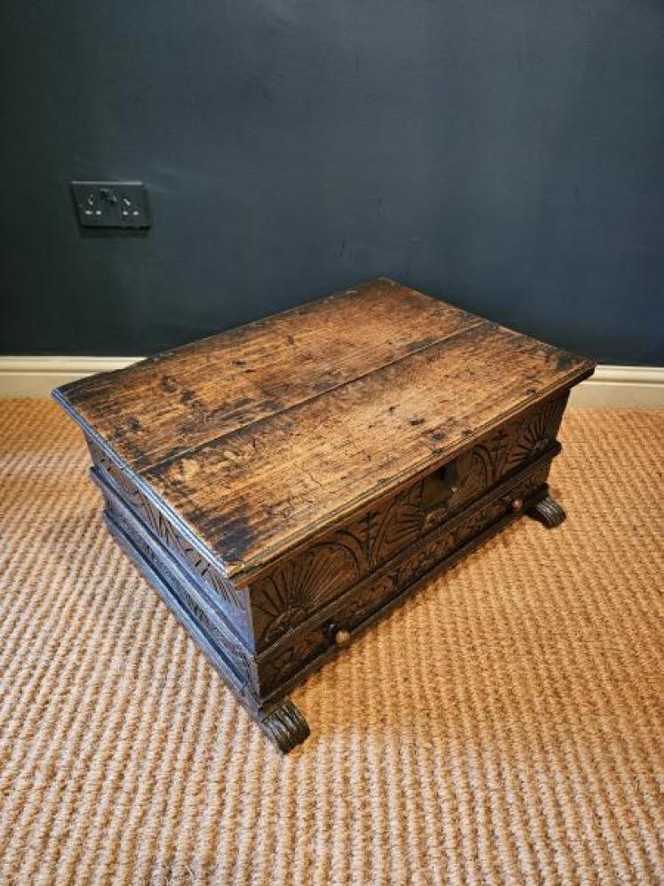 17th Century Oak Floor Standing Bible Box with Drawer  - Image 5