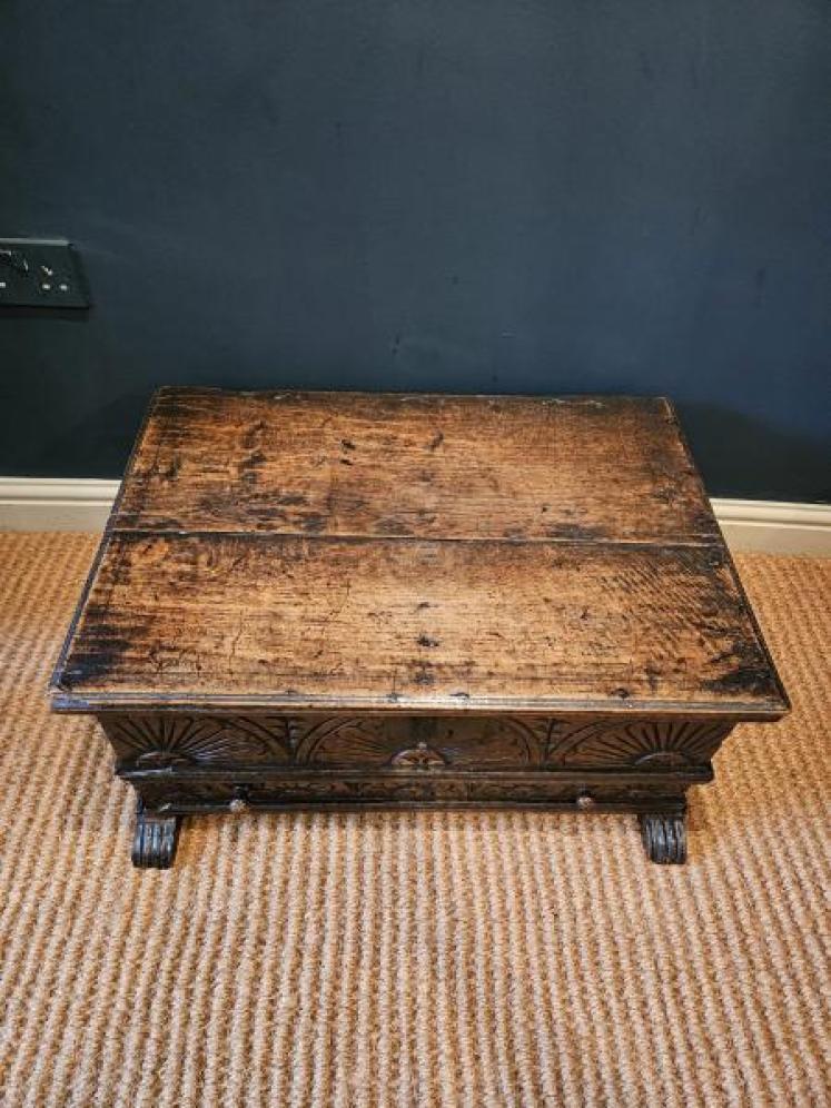 17th Century Oak Floor Standing Bible Box with Drawer  - Image 7