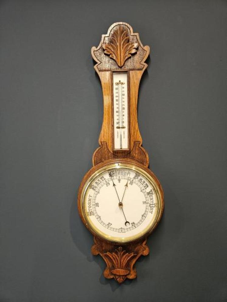 Victorian Oak Banjo Barometer  - Image 1