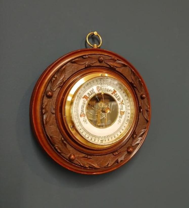 Victorian Walnut Skeletonised Aneroid Barometer - Image 1