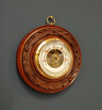 Victorian Walnut Skeletonised Aneroid Barometer