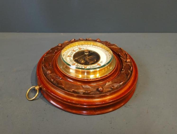 Victorian Walnut Skeletonised Aneroid Barometer - Image 6