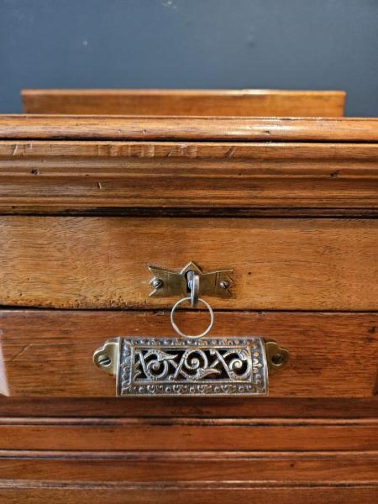 Edwardian Solid Walnut Tambour Front Filing Cabinet  - Image 4