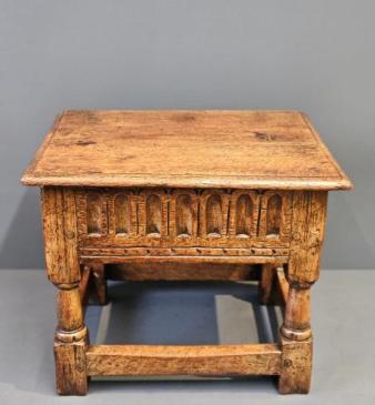 Georgian Carved Oak Box Stool 